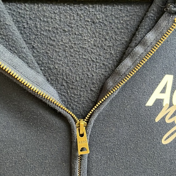 Aeropostale Navy Blue Zip-Up Hoodie Sweatshirt Women’s Large Aero NYC Logo - Picture 5 of 7